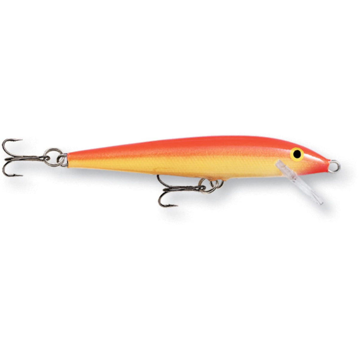Rapala Original Floater 13 lure in gold fluorescent red for versatile topwater and shallow retrieves