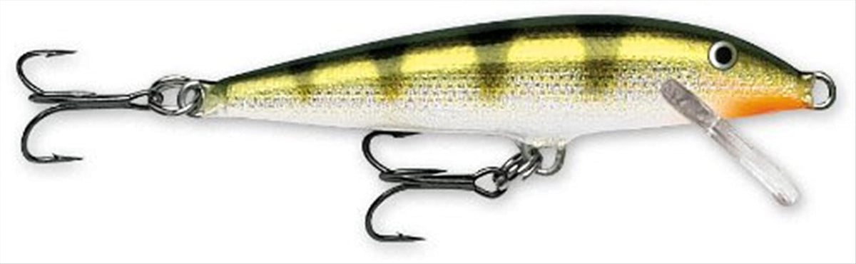Rapala Original Floater 13 Yellow Perch lure for topwater twitching and shallow retrieves