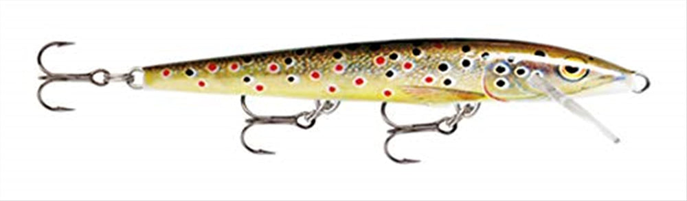 Rapala Original Floater F13TR brown trout lure, versatile wounded-minnow action for surface to mid-depth