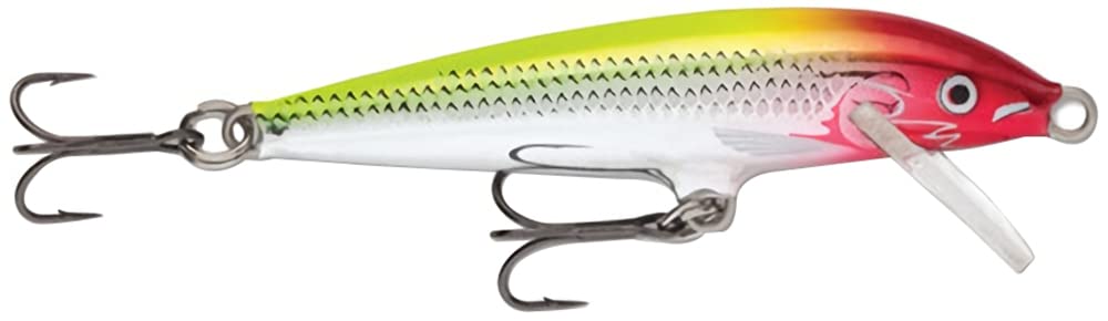 Rapala Original Floater 18 Clown closeup pattern showing lifelike minnow profile for enticing strikes.