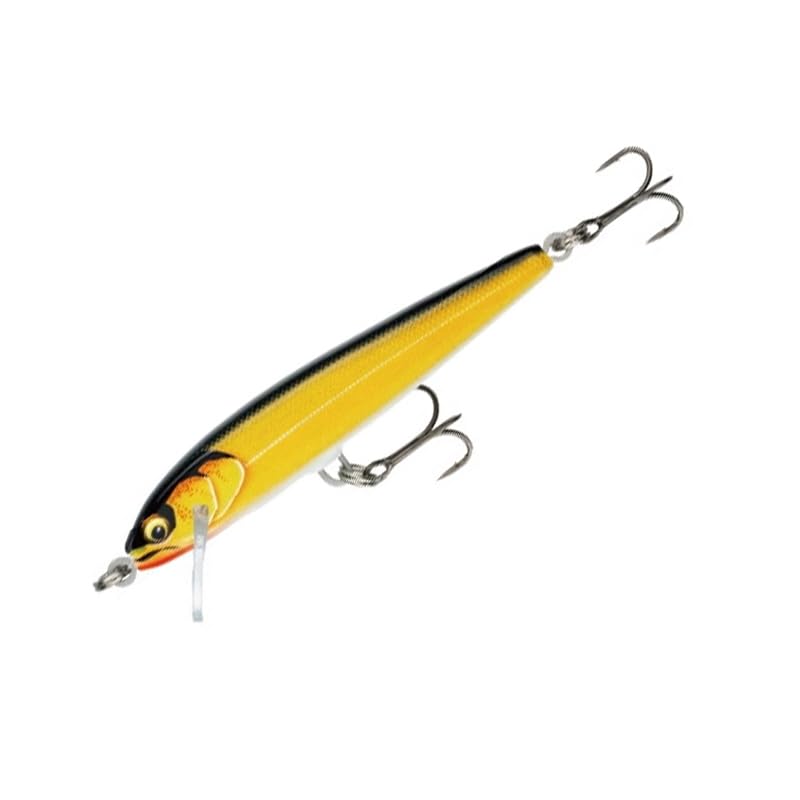 Rapala Original Floater Elite balsa minnow gilded gold shad enhances slow retrieves for trout and bass.