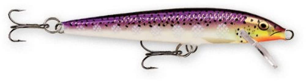 Rapala Original Floater Purpledescent lure showing wounded-minnow action for versatile fishing