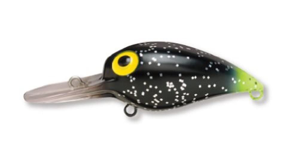 Rapala Original Wiggle Wart 05 black glitter with chartreuse tail, ideal bass lure.