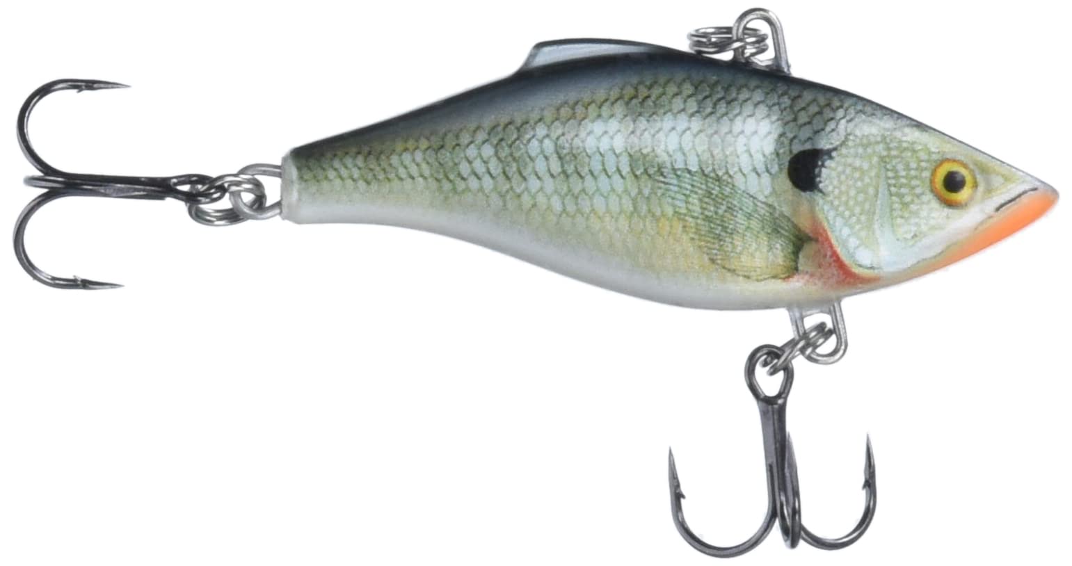 Rapala Rattlin' 05 Bluegill lure front view shows balanced lipless design for long casts