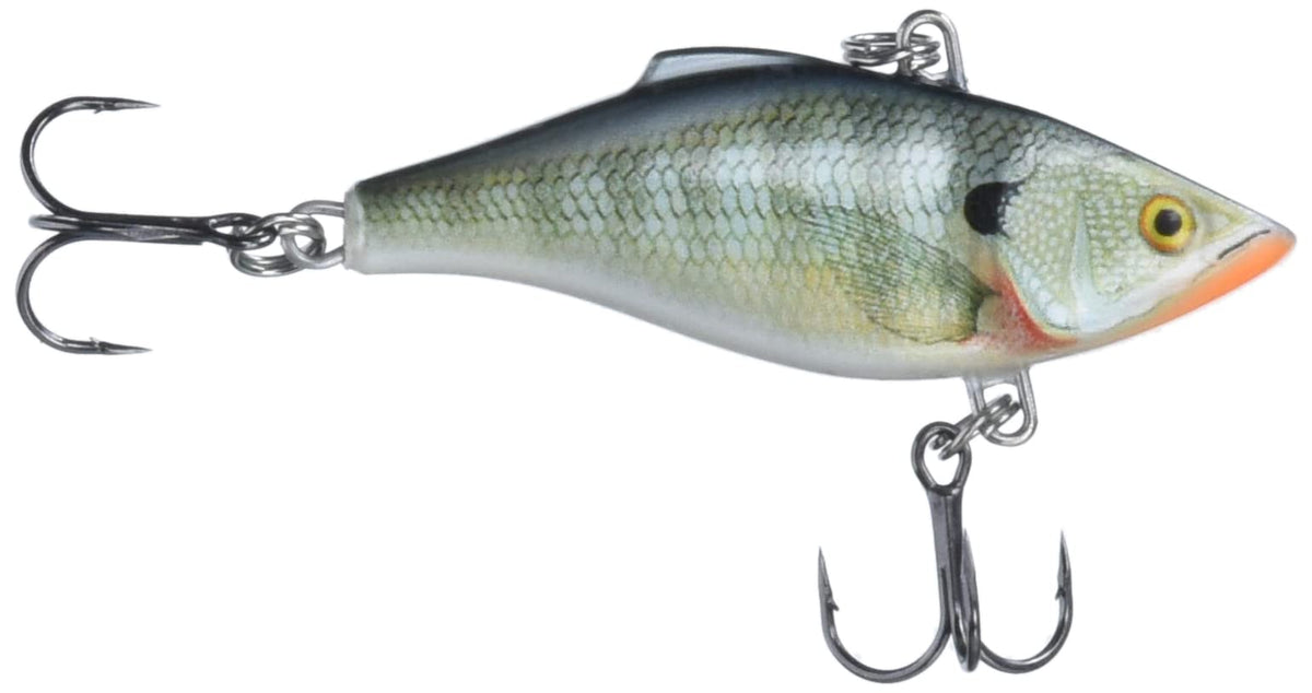 Rapala Rattlin' 05 Bluegill lure front view shows balanced lipless design for long casts