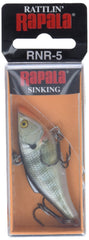 Rapala Rattlin' 05 Bluegill lure in water showing sinking profile