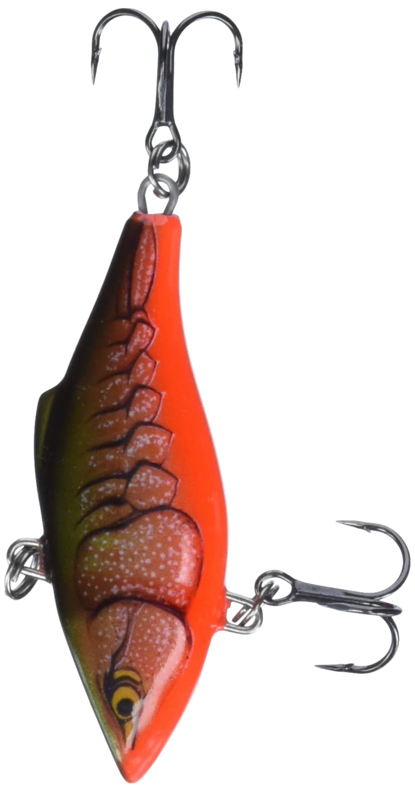 Rapala Rattlin 05 red crawdad front view highlights lifelike wobble for enticing strikes.