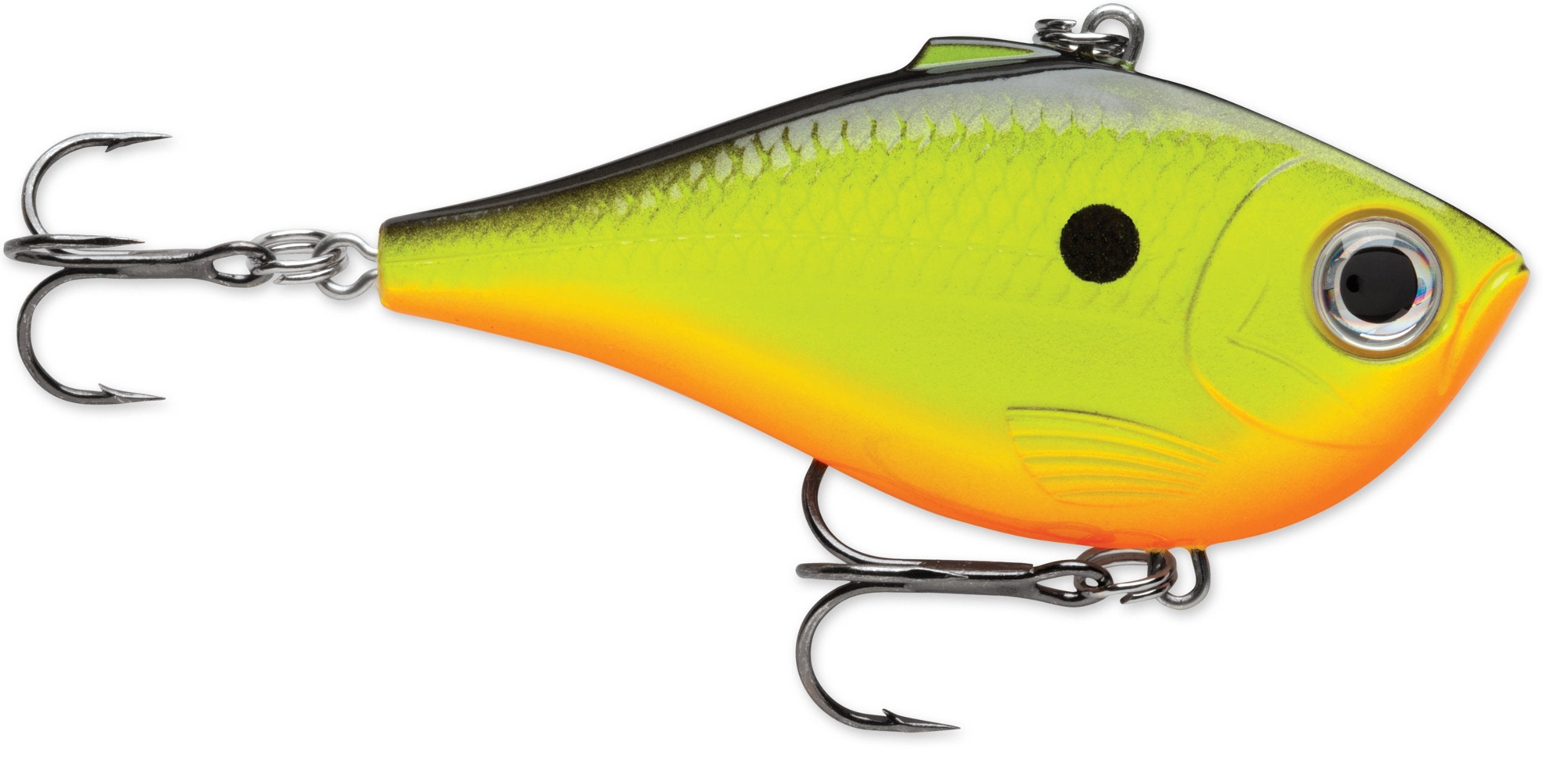 Rapala Rippin' Rap chartreuse shad lure for casting and vibrating action attracts bites.