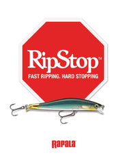Rapala RipStop Elite Blue lure in-water action highlights flashing swimbait movement