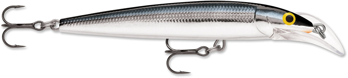 Rapala Scatter Rap Deep Husky Jerk 10 Silver lure for multispecies trolling and enticing strikes.
