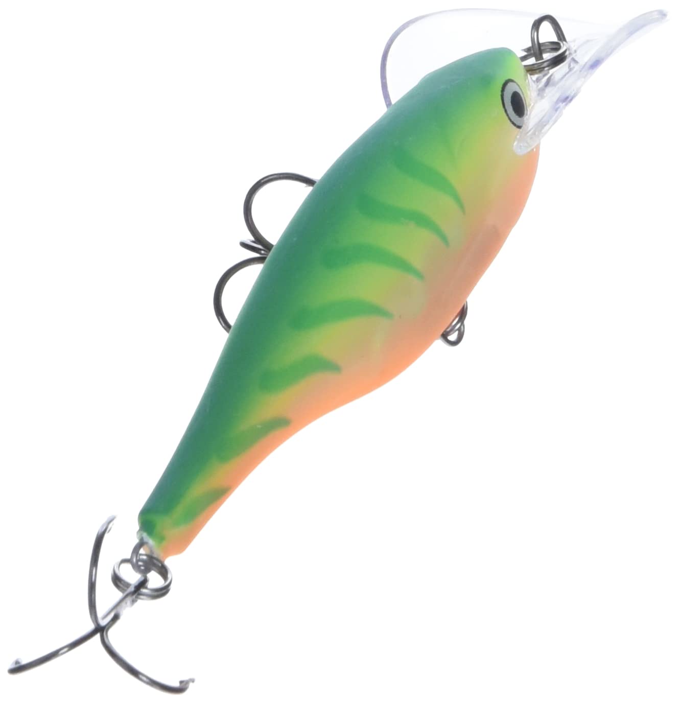Rapala Scatter Rap Glass Shad 07 Glass Green Tiger UV in water view highlights glow and appeal