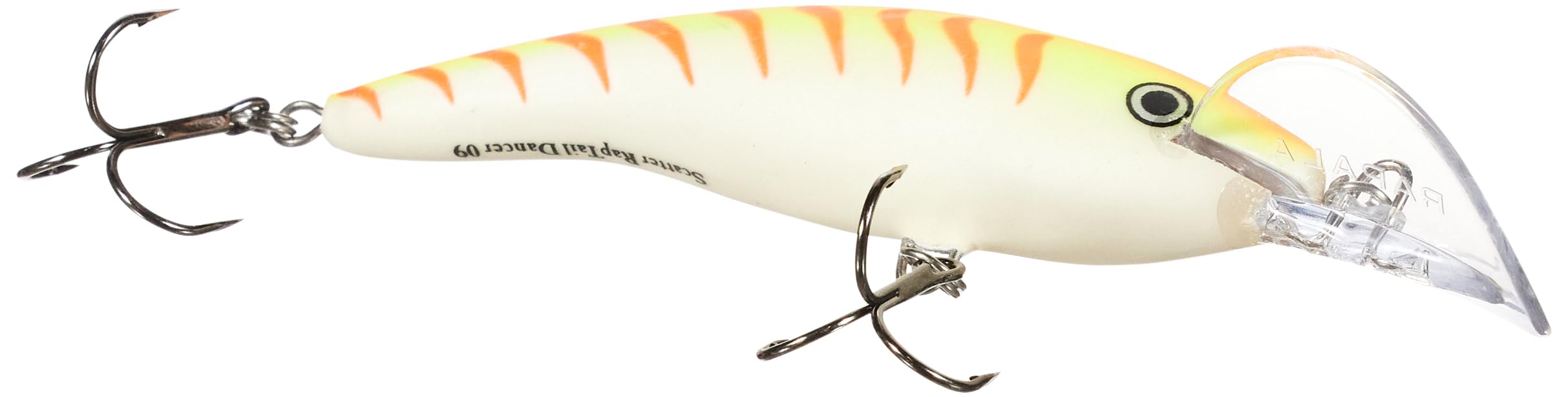 Rapala Scatter Rap Tail Dancer 09 orange tiger UV lure side view showing lifelike wobble and color