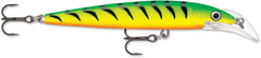 Rapala SCRDHJ10FT Deep Husky Jerk Firetiger lure ideal for deep-water trolling and sharp strikes.