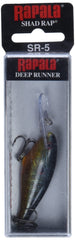 Rapala Shad Rap 05 Live Pumpkinseed action shot shows the lure spinning in water.