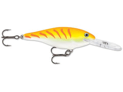 Rapala Shad Rap 05 Orange Tiger UV lure with UV finish boosts visibility for freshwater fishing.