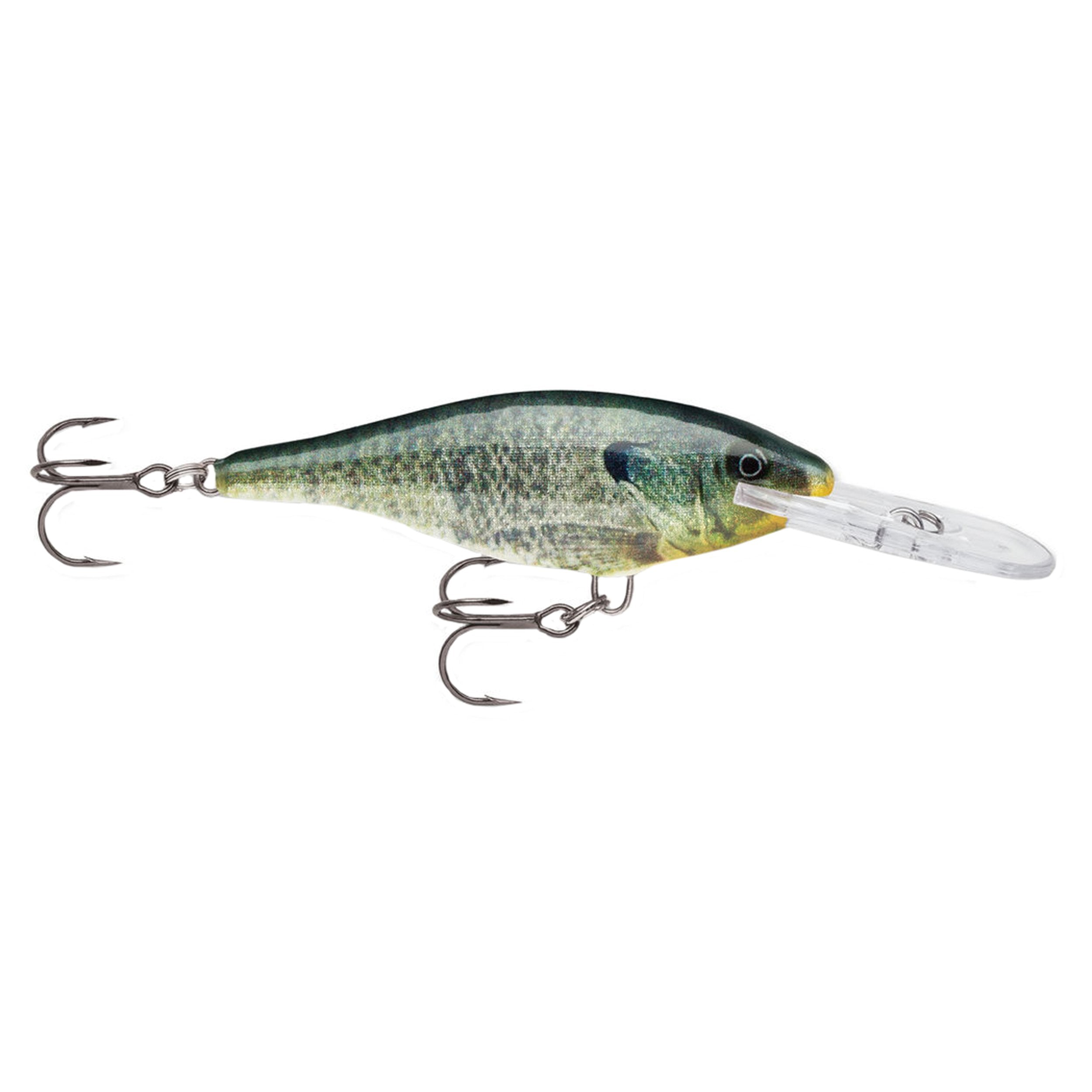 Rapala Shad Rap 07 Live Bluegill lure front view showing balanced action in the strike zone.