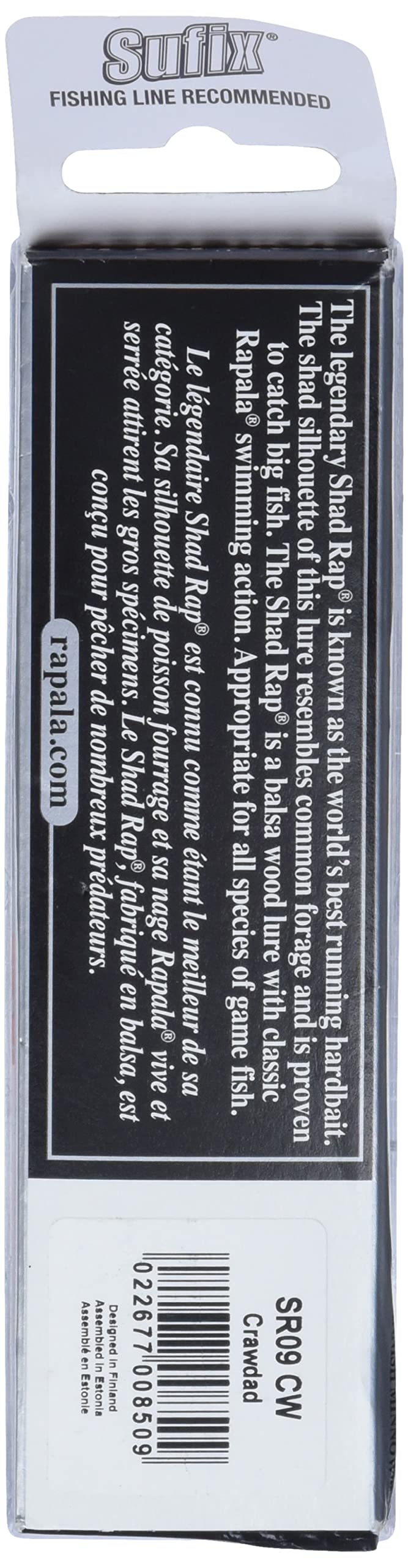 Rapala Shad Rap 09 Crawdad packaging highlighting factory-tuned performance out of the box.