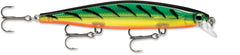 Rapala Shadow Rap 11 Firetiger lure boosts visibility for bass and walleye.