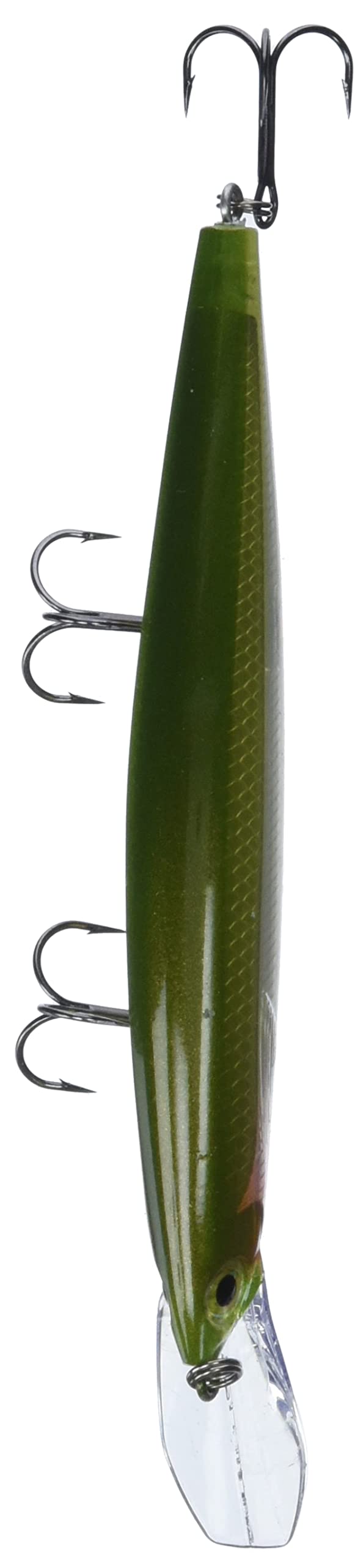 Rapala Shadow Rap Deep 11 Olive Green side view showing 180 degree kick