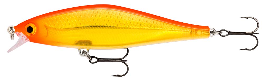 Rapala Shadow Rap Hot Head 9cm lure side view with textured scales for light reflection