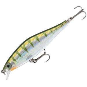 Rapala Shadow Rap Shad 09 Yellow Perch close-up highlights realistic scale pattern for lifelike movement.