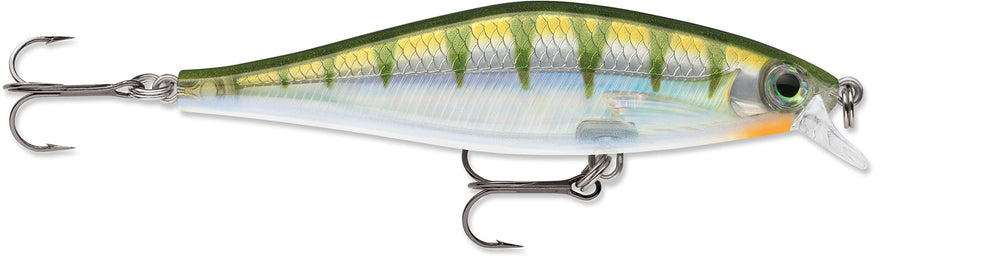 Rapala Shadow Rap Shad 09 Yellow Perch front view boosts visibility and entices strikes.