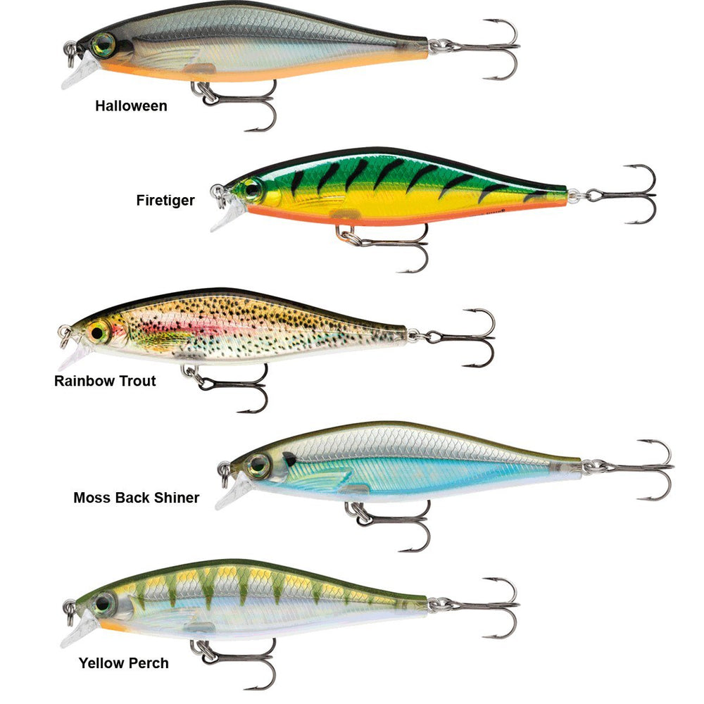 Close-up of Rapala Shadow Rap Shad Halloween lure with detailed finish.