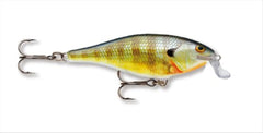 Rapala Shallow Shad Rap 07 Bluegill lure shows lifelike action for shallow water fishing.