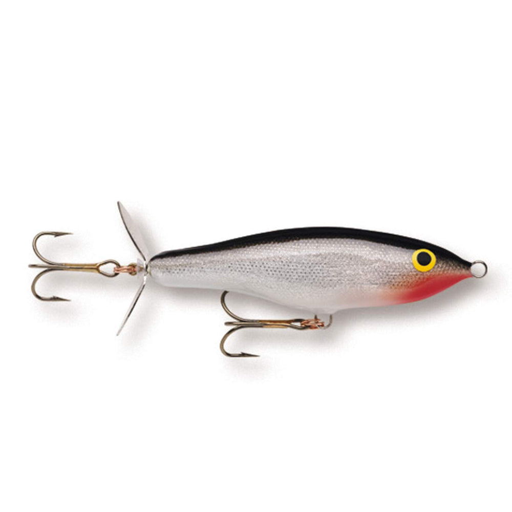 Rapala Skitter Prop 07 Silver hooks close-up showing premium VMC hooks for reliability.