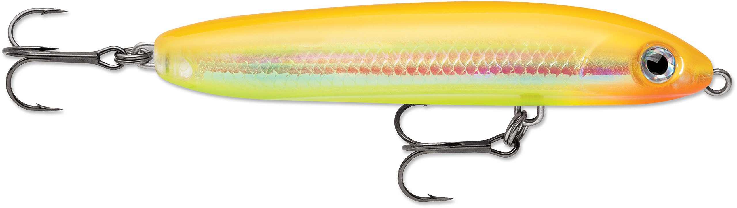 Rapala Skitter V 10 Bone Chartreuse topwater lure improves surface strike opportunities.