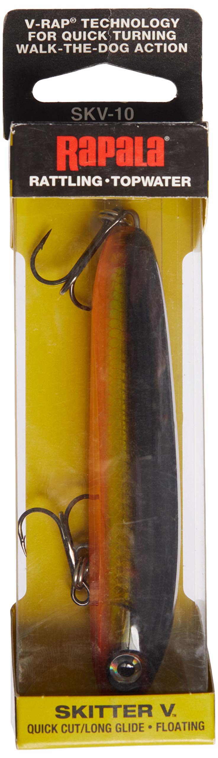 Rapala Skitter V 10 Gold top view highlights the bright finish for visibility on the surface.