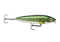 Rapala Skitter Walk 08 Baby Bass front view demonstrates topwater action for wounded-bait imitation
