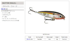 Rapala Skitter Walk 08 Baby Bass side view highlights walking-the-dog capability for bass strikes