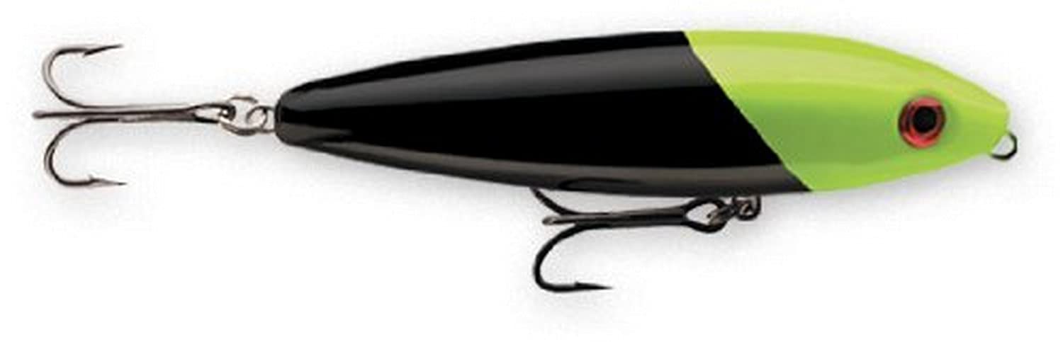 Rapala Skitter Walk 08 Black Chartreuse Head lure showing walk-the-dog action to attract predators