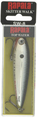 Rapala Skitter Walk 08 Chrome lure full view for surface action potential.