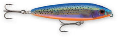 Rapala Skitter Walk 08 lure, holographic blue finish, lifelike surface action for surface fishing.