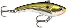 Rapala Slab Rap 04 Chrome Gold lure with metallic finish, ideal for casting and twitching to attract predators