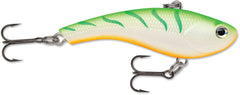 Rapala Slab Rap 04 Green Tiger UV lure ideal for versatile freshwater bass fishing.