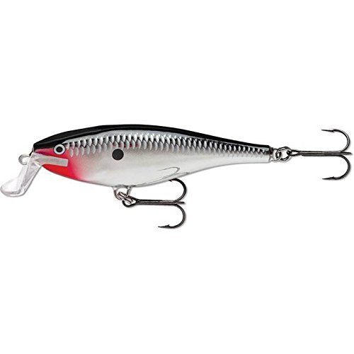 Rapala Super Shad Rap 14 Chrome rear view emphasizes tail action for enticing strikes