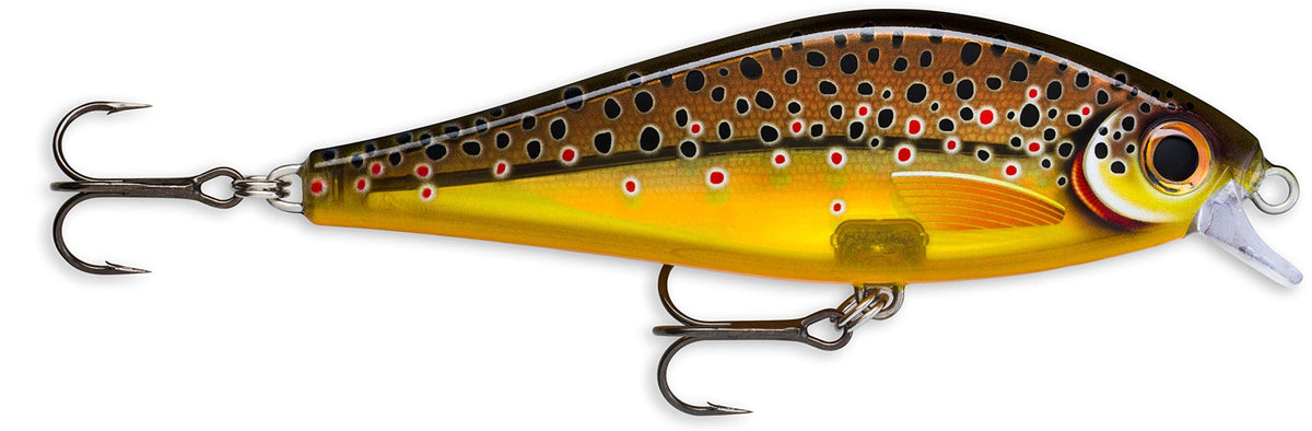 Rapala Super Shadow Rap Live Brown Trout lure with realistic details and action for big predatory fish.