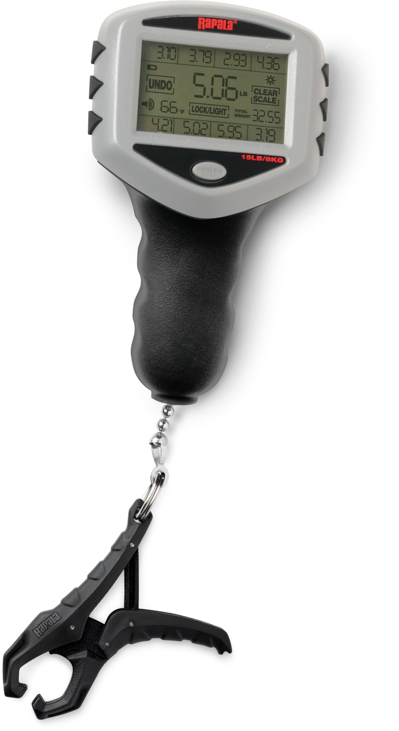 Rapala Touch Screen Tourney Scale displays weights up to 15 lb with clarity.