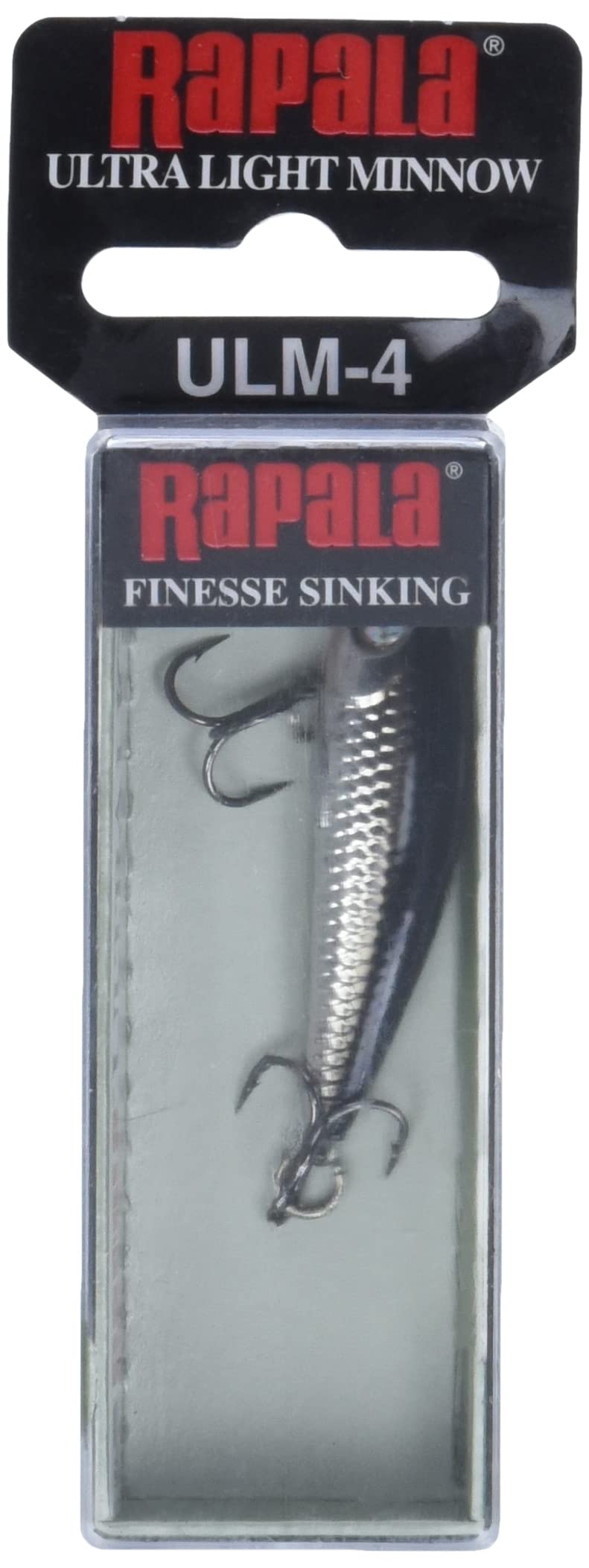Rapala Ultra Light Minnow 04 Chrome detailed scales and 3D eyes enhance realism for lure appeal.