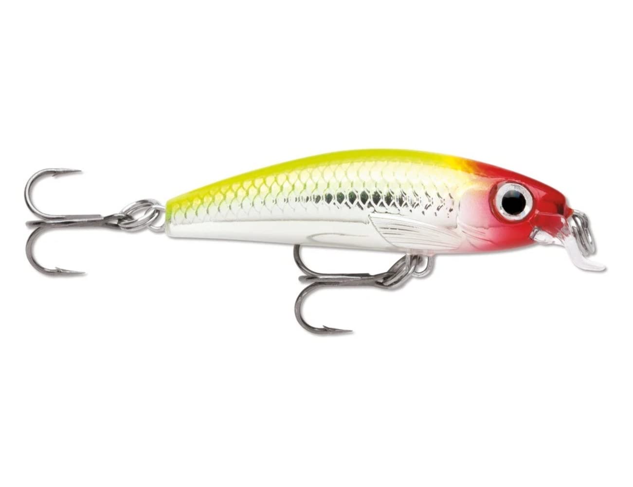 Rapala Ultra Light Minnow 04 Firetiger close-up of external scales and 3D eyes