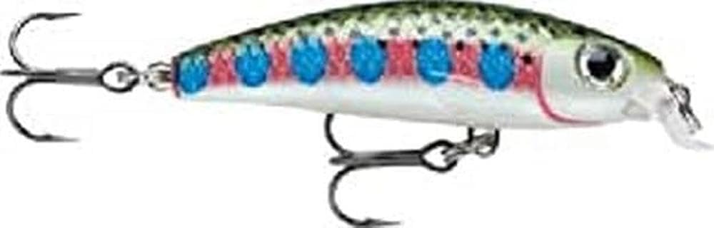 Rapala Ultra Light Minnow 04 Rainbow Trout lure in action showing wobble and slow sinking depth.