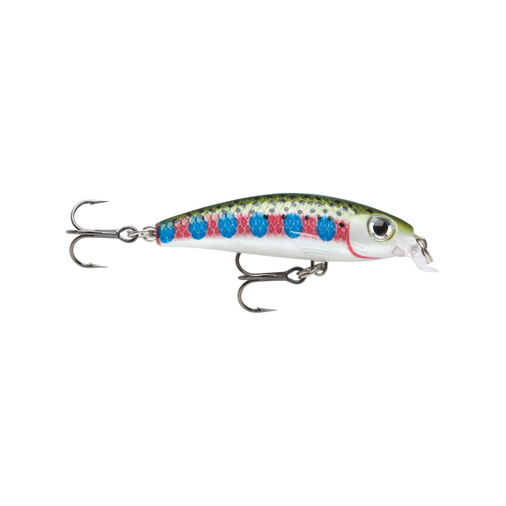 Rapala Ultra Light Minnow 04 Rainbow Trout lure with etched scales for lifelike trout fishing.