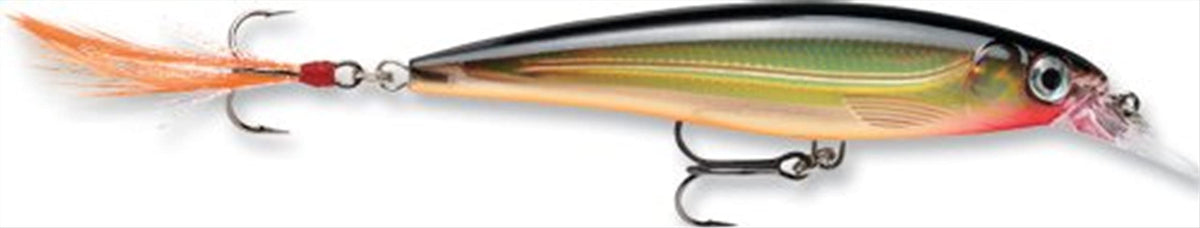 Rapala X-Rap 08 Gold lure; aggressive darting action and long casts for bigger bites.