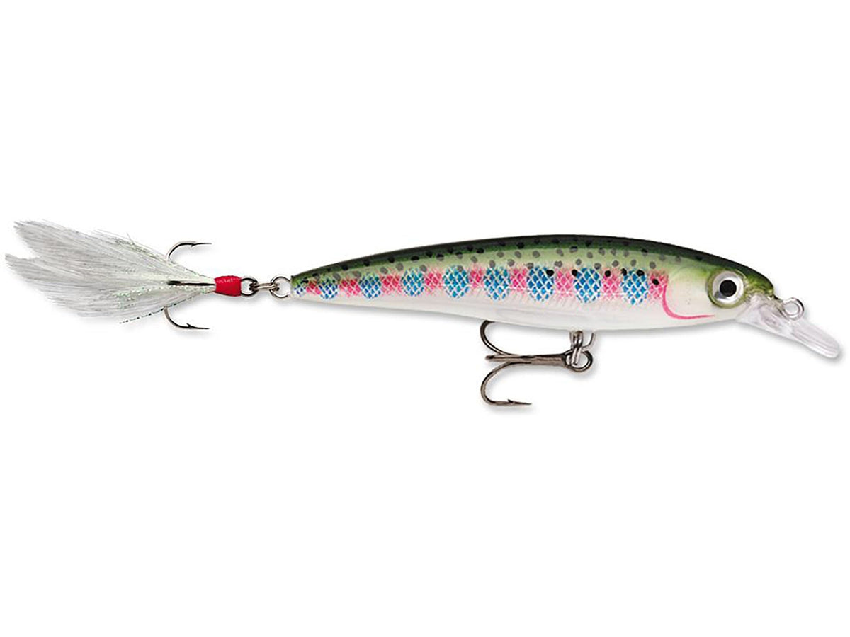 Rapala X-Rap 12 Rainbow Trout lure displays textured body for realistic wobble and long casts.