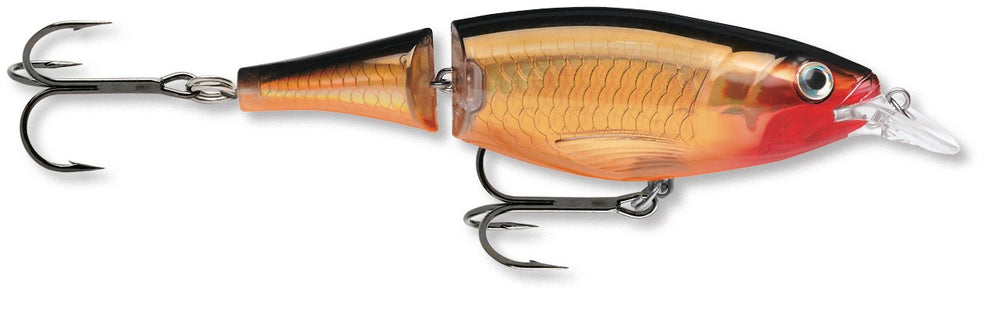 Rapala X-Rap Jointed Shad 13 gold lure with wounded-minnow action for slow retrieves