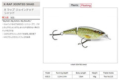 Rapala X-Rap Jointed Shad 13 Silver close-up showing wounded-minnow finish.