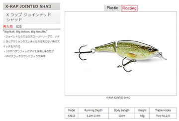 Rapala X-Rap Jointed Shad 130 close-up with holographic eyes highlighting realism